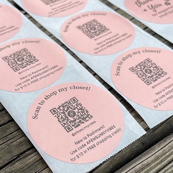 Handmade Other - CUSTOM QR Code Stickers + Thank You Stickers - 100 stickers (50 per sticker)